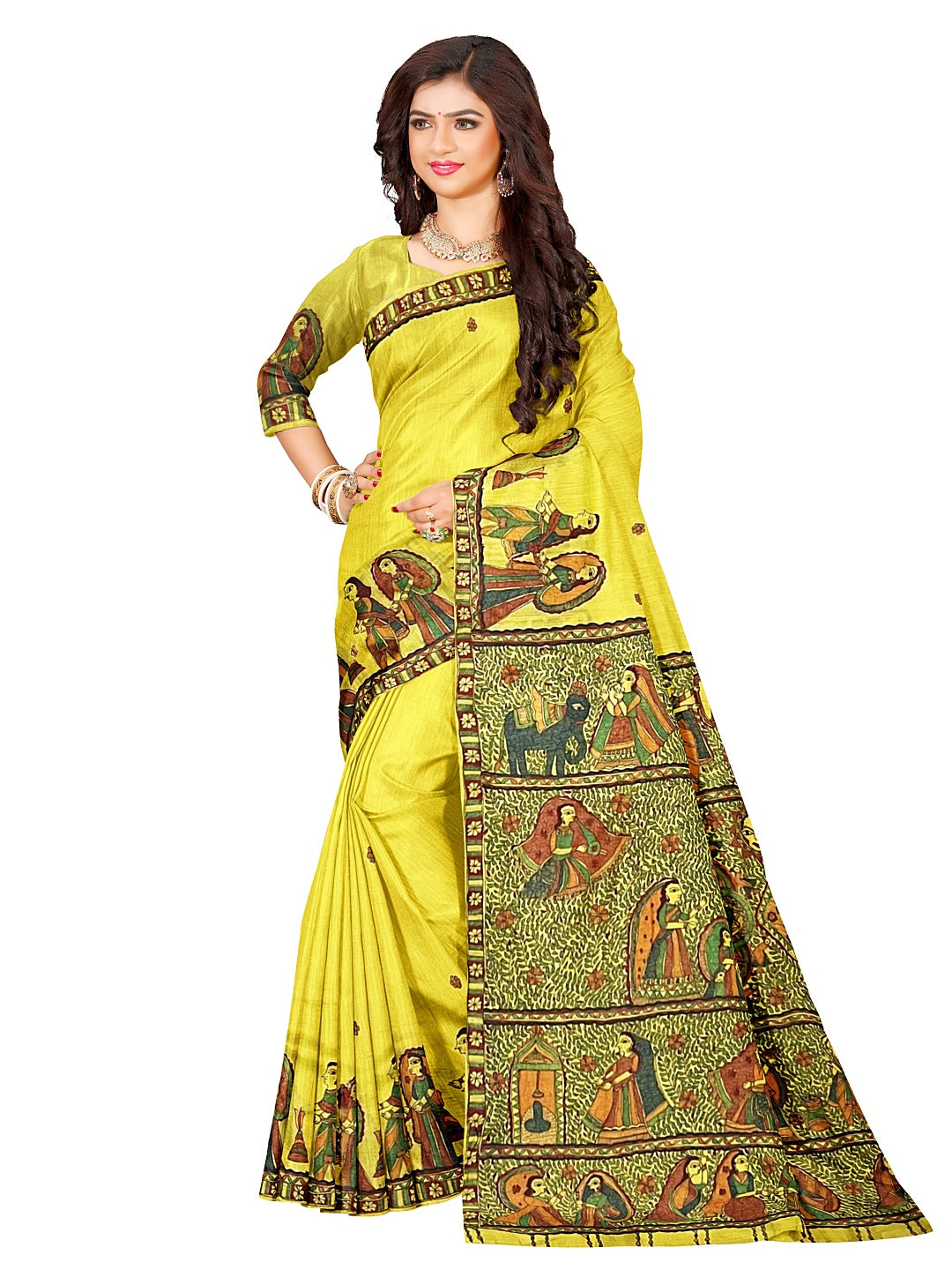 Handpainted Mithila Vivah Saree on Tussar Munga Silk